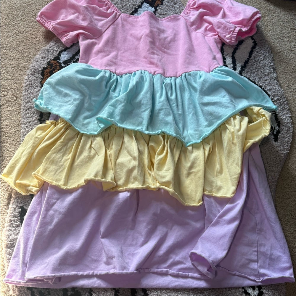 Pastel Layered Ruffle Dress - Pink, Mint, Yellow, Lavender